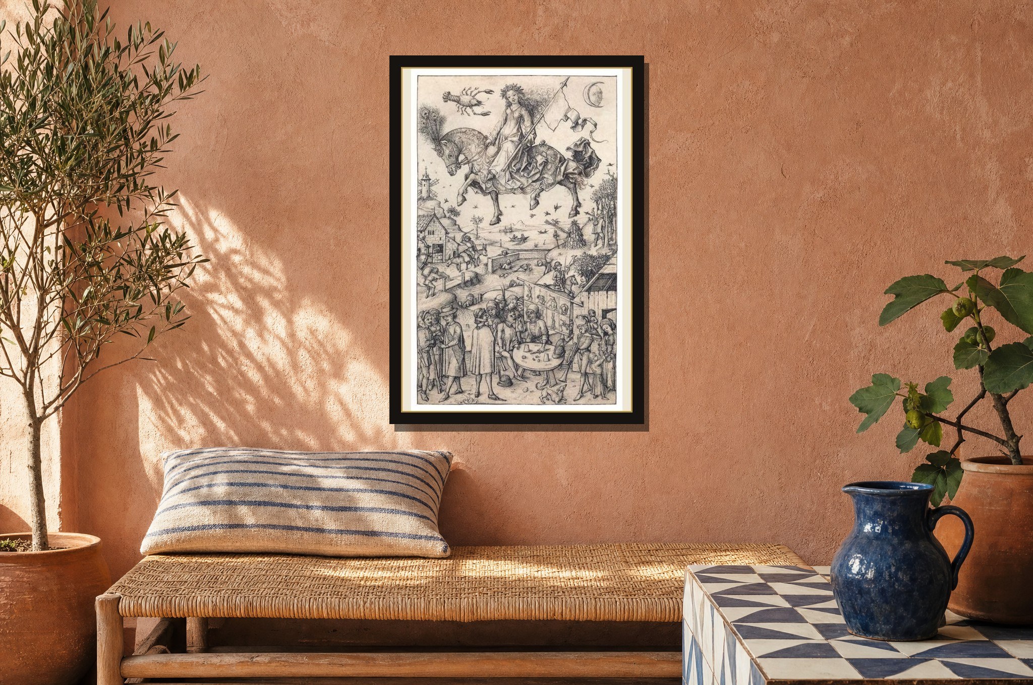 The Children of the Moon hanging framed in a room