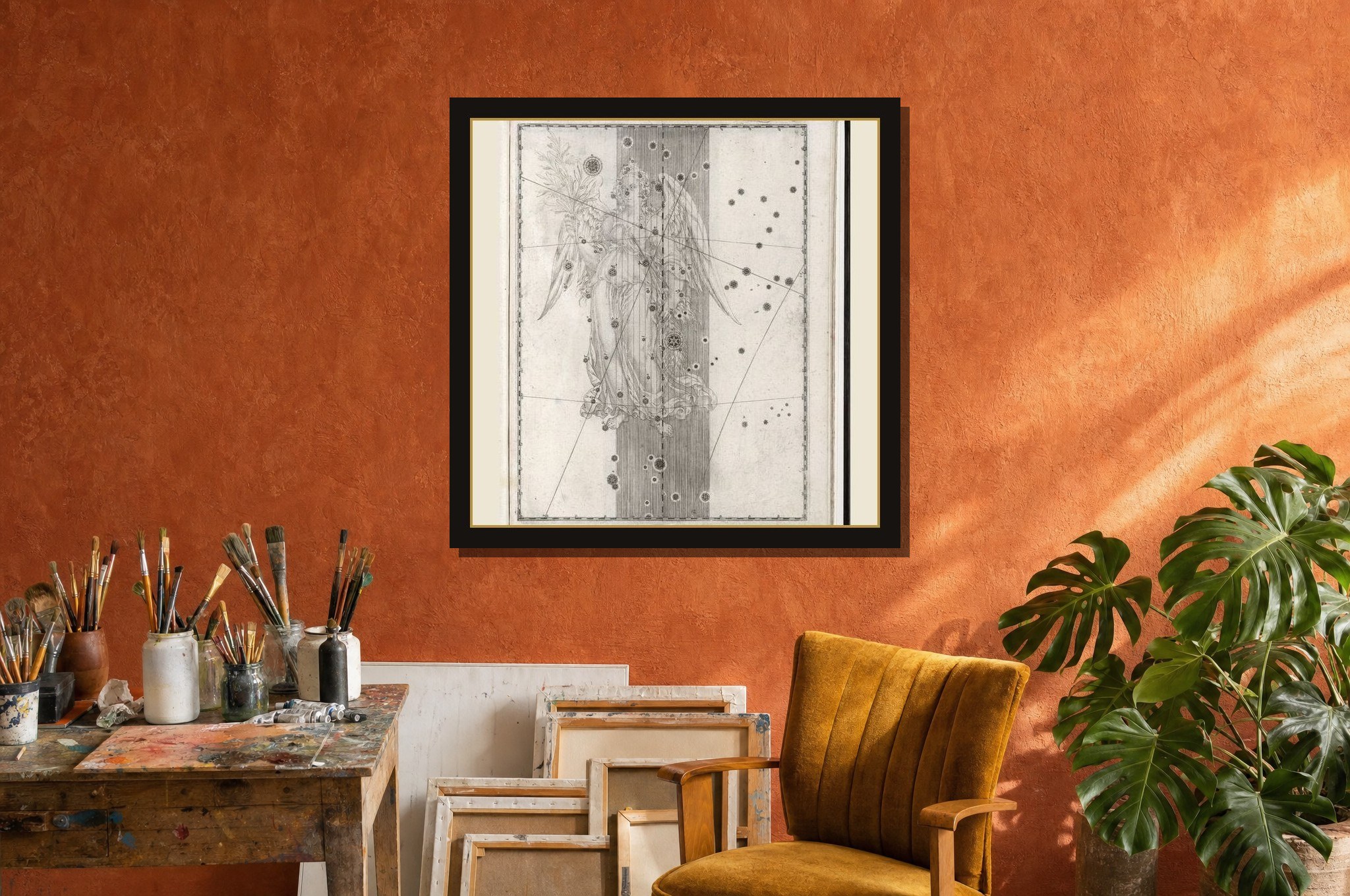 Virgo, the Maiden hanging framed in a room